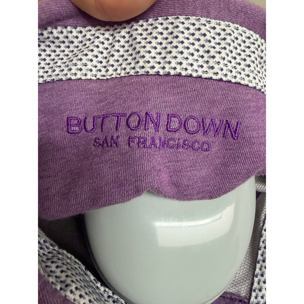 Button Down San Francisco Purple Heather Knit Polo Shirt Preppy - Picture 3 of 6